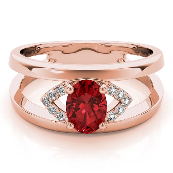 7x5 Oval Ring (0.05 ct. tw.), On hand view in rose gold