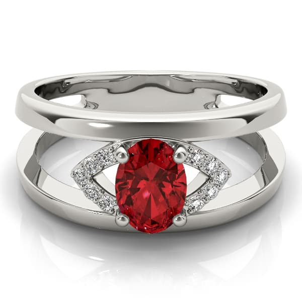 7x5 Oval Ring (0.05 ct. tw.), On hand view in white gold or platinum