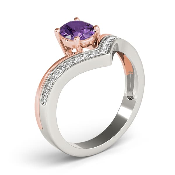 V-Shaped Prong In Channel Oval Color Ring (1/8 ct. tw.), Angle view in rose gold
