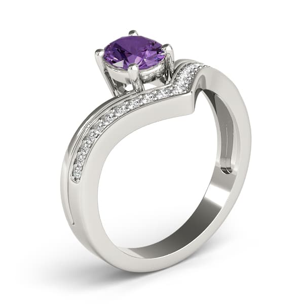 V-Shaped Prong In Channel Oval Color Ring (1/8 ct. tw.), Angle view in white gold or platinum