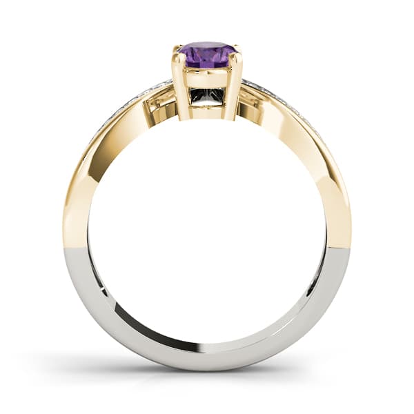 V-Shaped Prong In Channel Oval Color Ring (1/8 ct. tw.), Side view in yellow gold