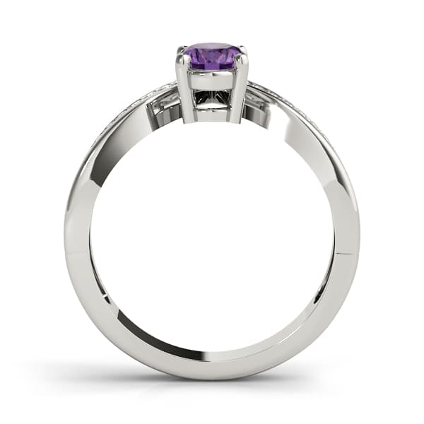 V-Shaped Prong In Channel Oval Color Ring (1/8 ct. tw.), Side view in white gold or platinum