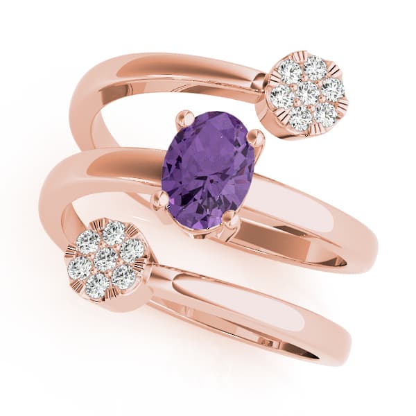 7x5 Oval Ring (1/8 ct. tw.), Front view in rose gold