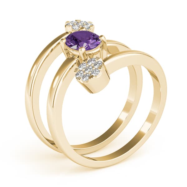 7x5 Oval Ring (1/8 ct. tw.), Angle view in yellow gold