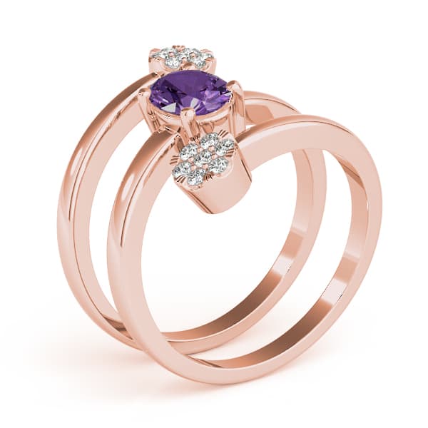 7x5 Oval Ring (1/8 ct. tw.), Angle view in rose gold