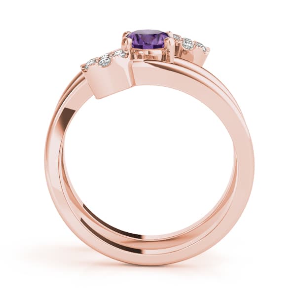 7x5 Oval Ring (1/8 ct. tw.), Side view in rose gold
