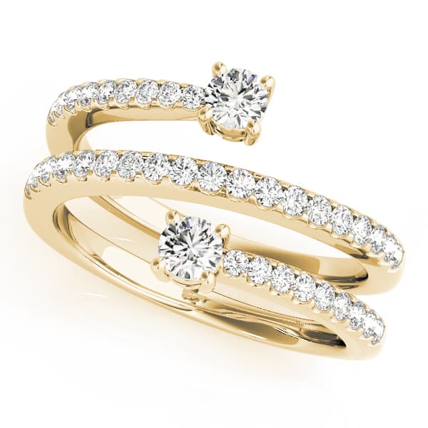2-Stone Multi-Row Spiral Fashion Rings (1/2 ct. tw.), Front view in yellow gold