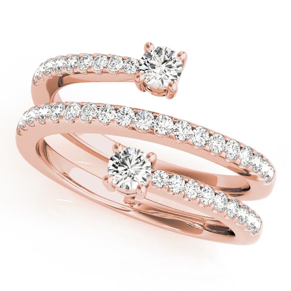 2-Stone Multi-Row Spiral Fashion Rings (1/2 ct. tw.), Front view in rose gold