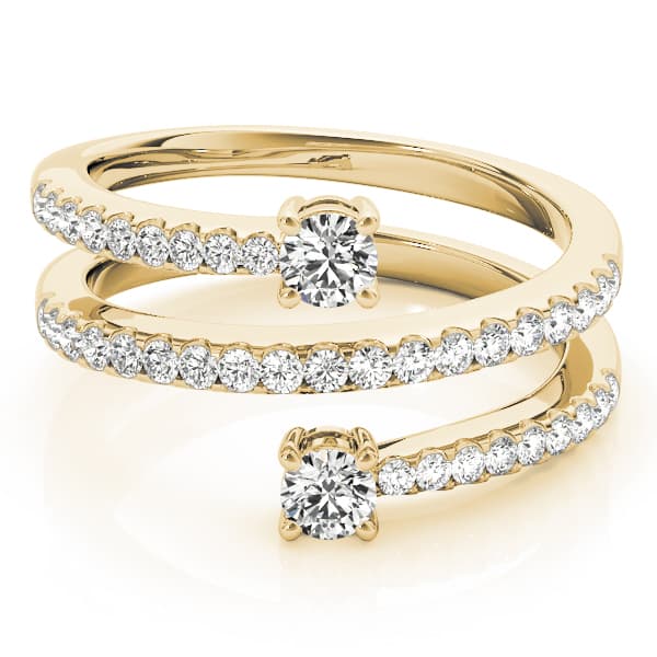 2-Stone Multi-Row Spiral Fashion Rings (1/2 ct. tw.), On hand view in yellow gold