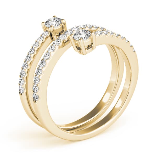 2-Stone Multi-Row Spiral Fashion Rings (1/2 ct. tw.), Top view in yellow gold