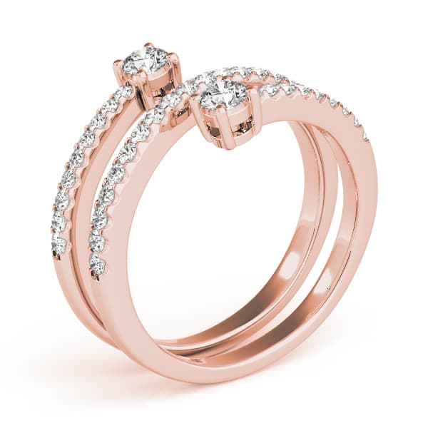 2-Stone Multi-Row Spiral Fashion Rings (1/2 ct. tw.), Top view in rose gold