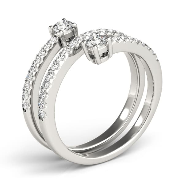 2-Stone Multi-Row Spiral Fashion Rings (1/2 ct. tw.), Top view in white gold or platinum