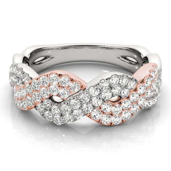 Multi-Row Twisted Wedding Bands (2/3 ct. tw.), On hand view in rose gold