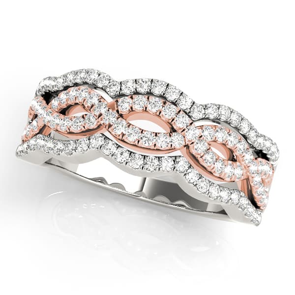 Infinity Multi-Row Split Prong Wedding Rings (0.6 ct. tw.), Front view in rose gold