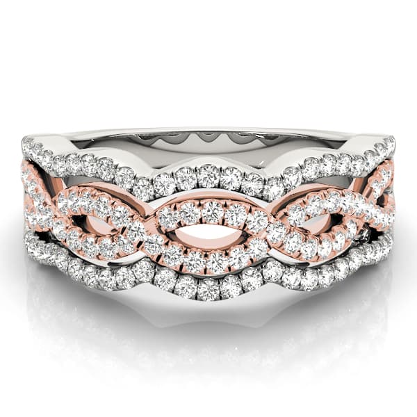 Infinity Multi-Row Split Prong Wedding Rings (0.6 ct. tw.), On hand view in rose gold