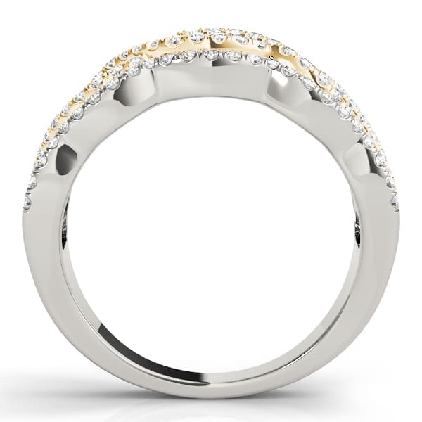 Infinity Multi-Row Split Prong Wedding Rings (0.6 ct. tw.), Side view in yellow gold