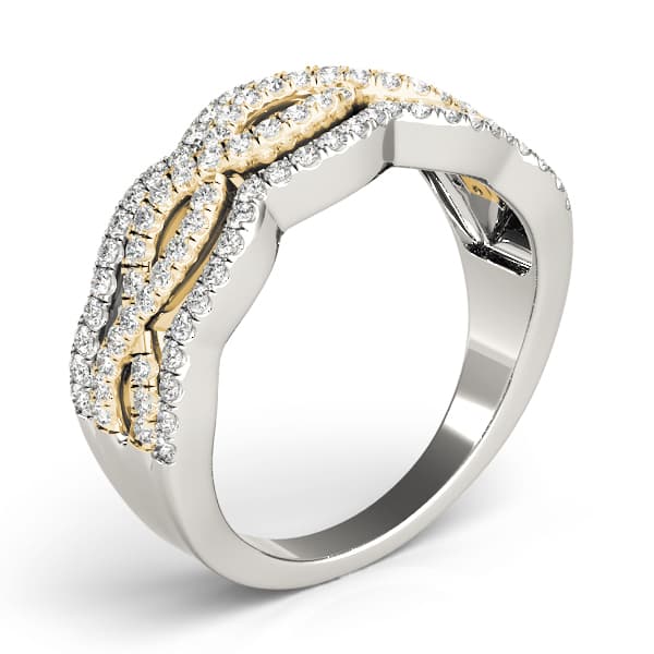 Infinity Multi-Row Split Prong Wedding Rings (0.6 ct. tw.), Top view in yellow gold