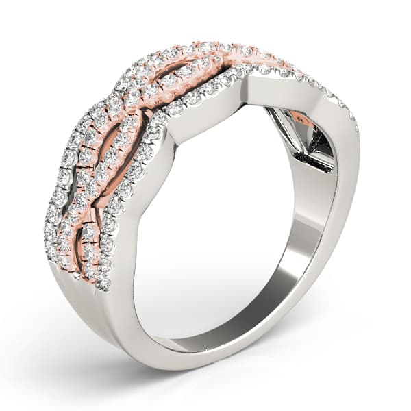 Infinity Multi-Row Split Prong Wedding Rings (0.6 ct. tw.), Top view in rose gold