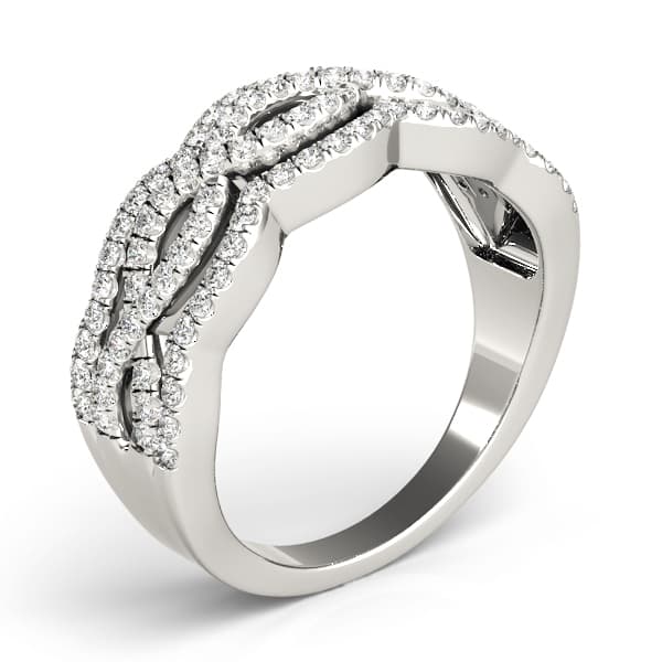 Infinity Multi-Row Split Prong Wedding Rings (0.6 ct. tw.), Top view in white gold or platinum