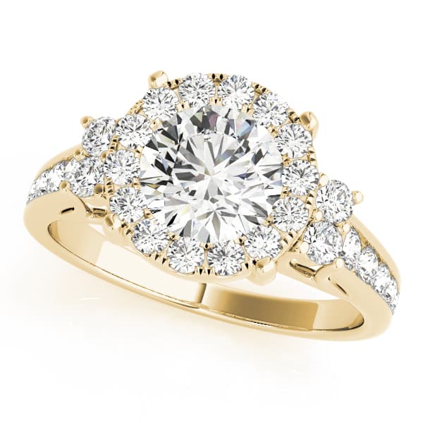 Round Halo Engagement Ring, style 84866, Front view in yellow gold