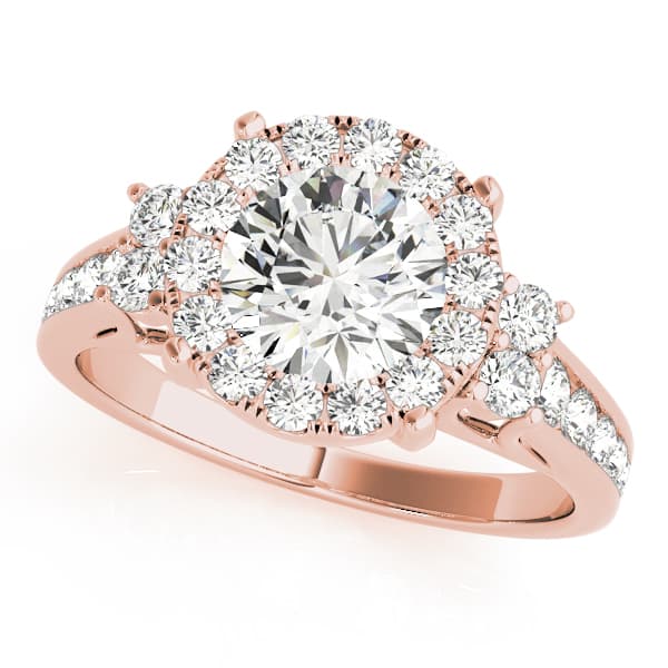 Round Halo Engagement Ring, style 84866, Front view in rose gold