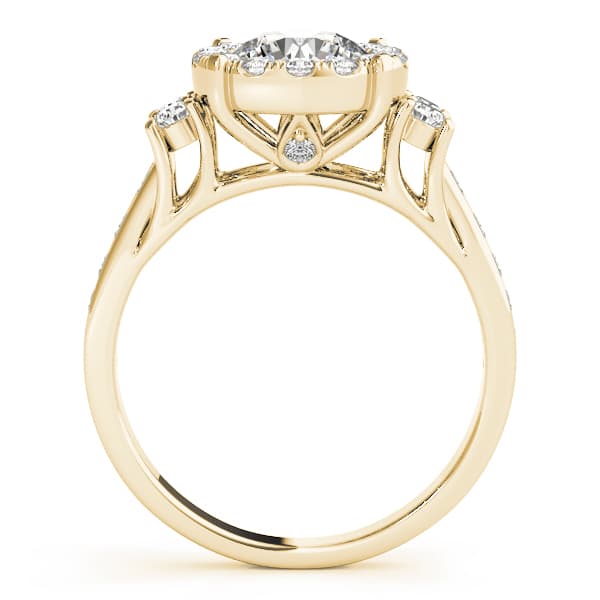 Round Halo Engagement Ring, style 84866, Side view in yellow gold
