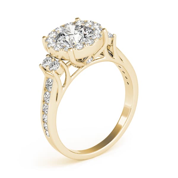 Round Halo Engagement Ring, style 84866, Top view in yellow gold