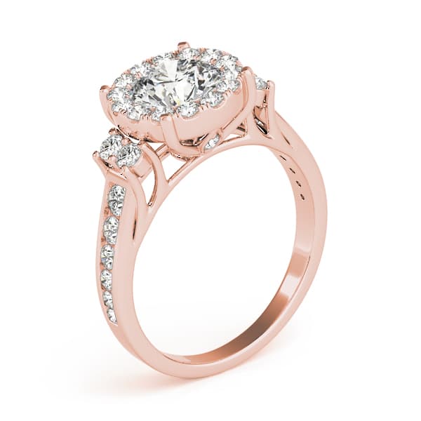 Round Halo Engagement Ring, style 84866, Top view in rose gold