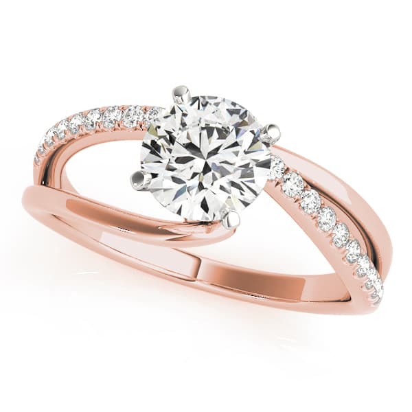 Bypass Engagement Ring, style 84867, Front view in rose gold