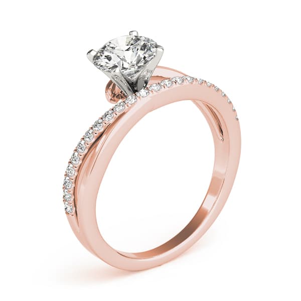 Bypass Engagement Ring, style 84867, Top view in rose gold