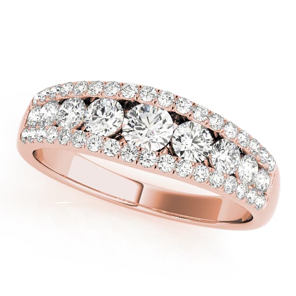 3-Row Graduating Fashion Ring (0.7 ct. tw.), Front view in rose gold