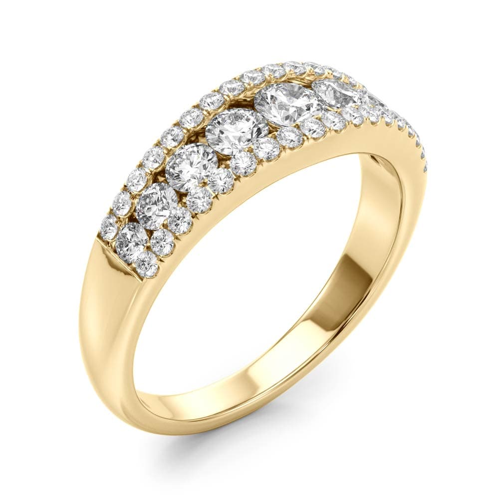 3-Row Graduating Fashion Ring (0.7 ct. tw.), Angle view in yellow gold