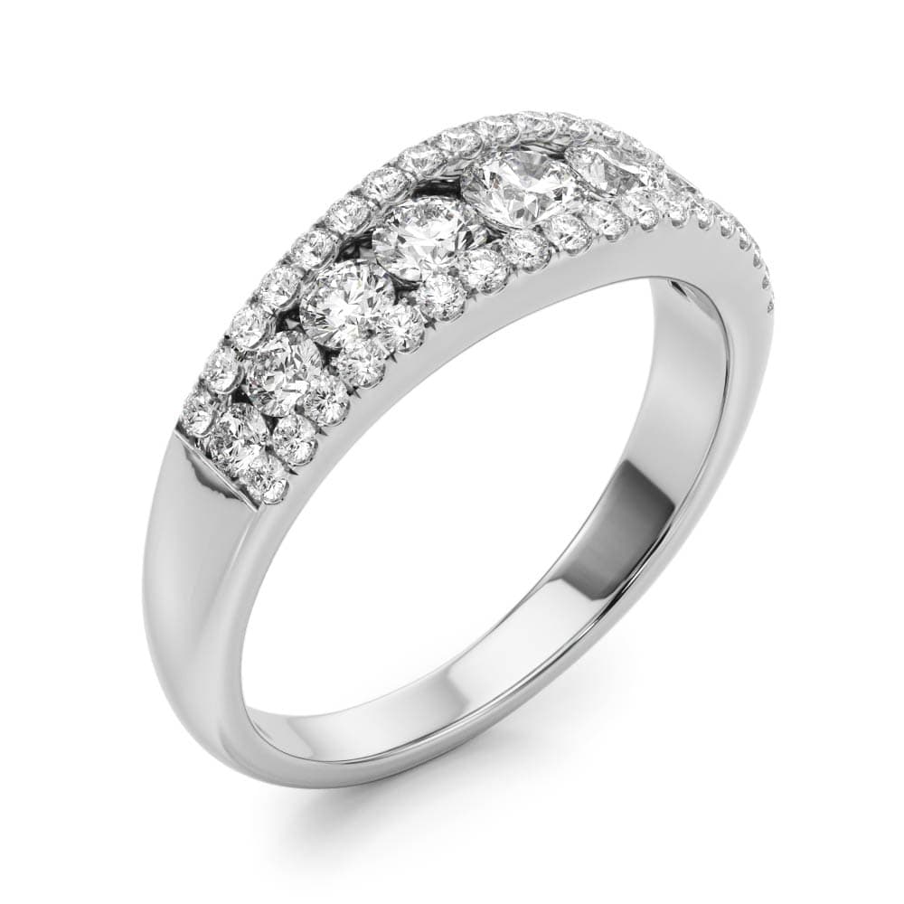 3-Row Graduating Fashion Ring (0.7 ct. tw.), Angle view in white gold or platinum