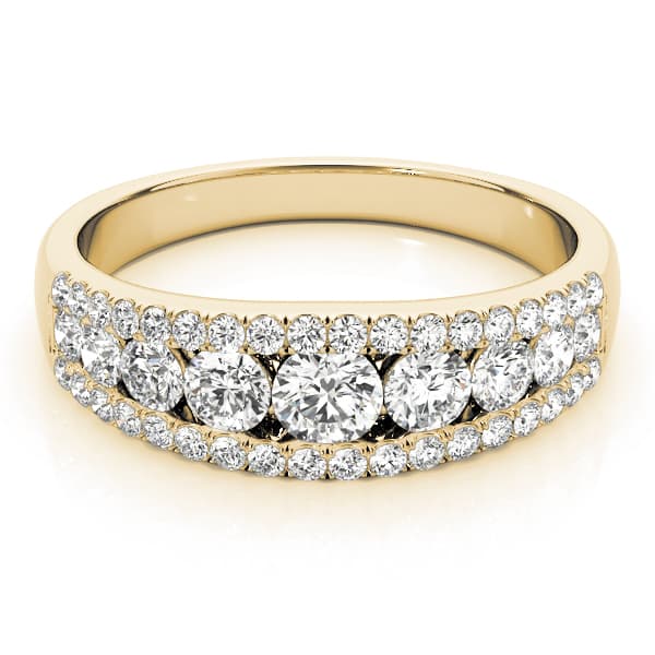 3-Row Graduating Fashion Ring (0.7 ct. tw.), On hand view in yellow gold