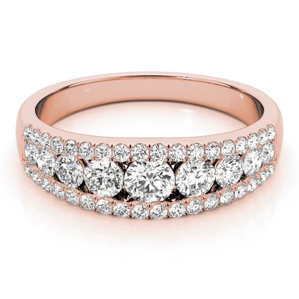 3-Row Graduating Fashion Ring (0.7 ct. tw.), On hand view in rose gold