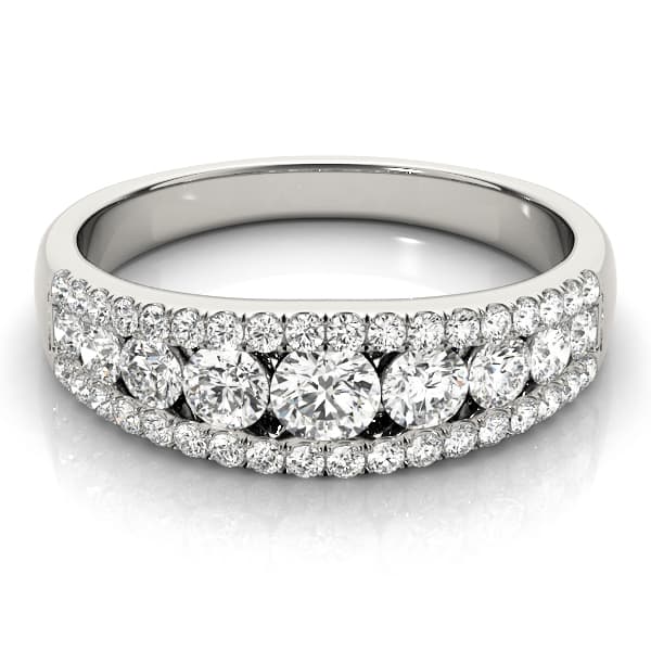 3-Row Graduating Fashion Ring (0.7 ct. tw.), On hand view in white gold or platinum