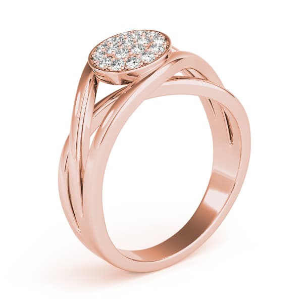 Bezel Set Cluster Fashion Band (1/8 ct. tw.), Angle view in rose gold