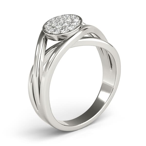 Bezel Set Cluster Fashion Band (1/8 ct. tw.), Angle view in white gold or platinum