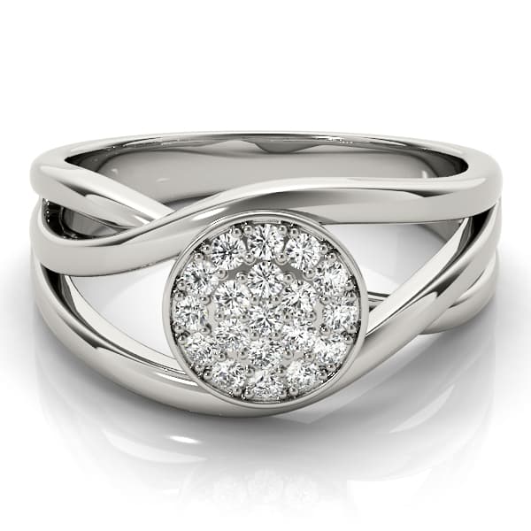 Bezel Set Cluster Fashion Band (1/8 ct. tw.), On hand view in white gold or platinum