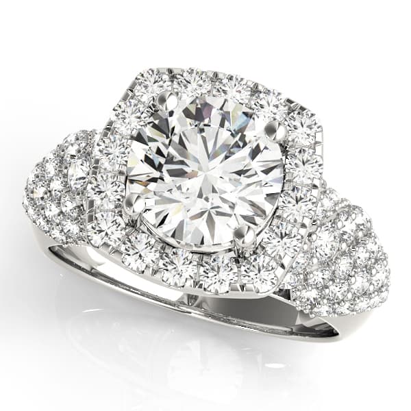Multirow Pavé Halo Engagement Rings — style 84872 in 10k White Gold