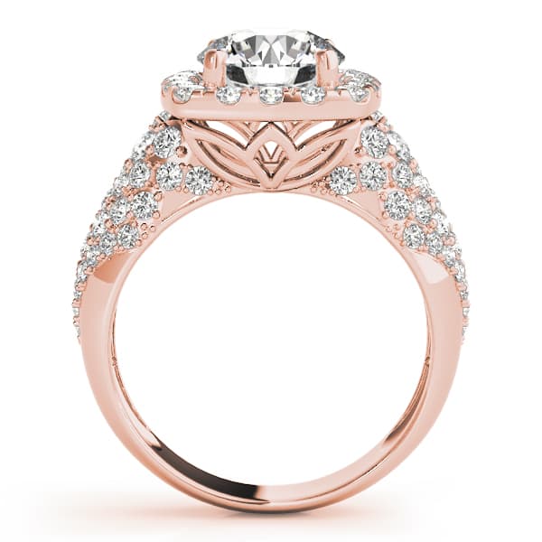 Multi-Row Pavé Halo Engagement Ring, style 84872, Side view in rose gold