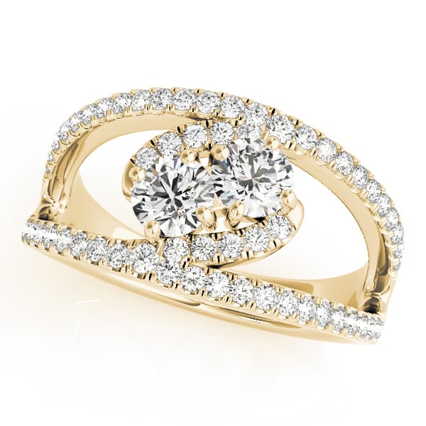 2-Stone Split Halo Fashion Ring (0.58 ct. tw.), Front view in yellow gold