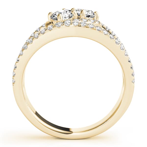 2-Stone Split Halo Fashion Ring (0.58 ct. tw.), Side view in yellow gold