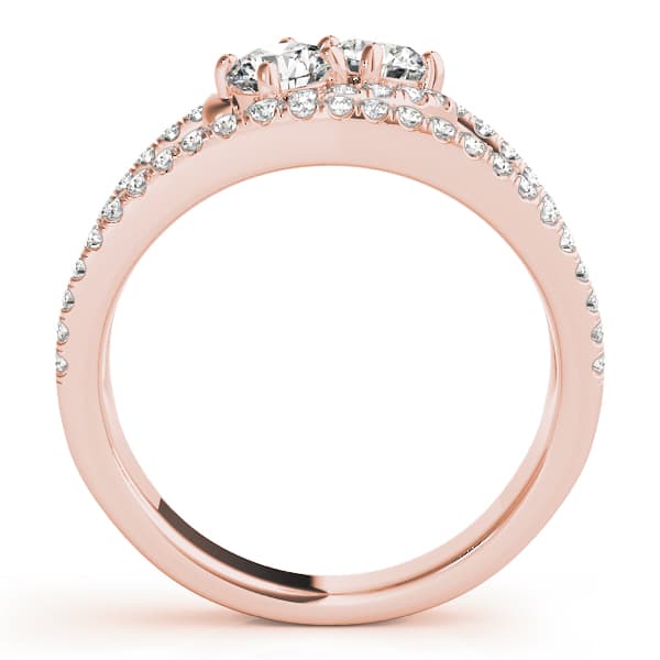 2-Stone Split Halo Fashion Ring (0.58 ct. tw.), Side view in rose gold