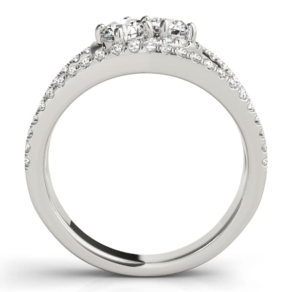 2-Stone Split Halo Fashion Ring (0.58 ct. tw.), Side view in white gold or platinum