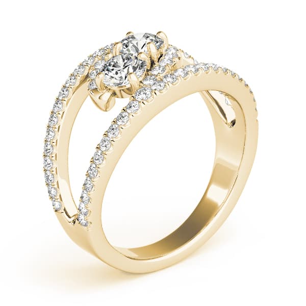 2-Stone Split Halo Fashion Ring (0.58 ct. tw.), Top view in yellow gold