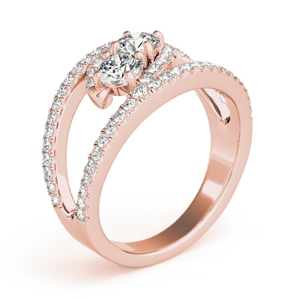 2-Stone Split Halo Fashion Ring (0.58 ct. tw.), Top view in rose gold