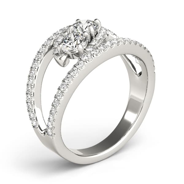 2-Stone Split Halo Fashion Ring (0.58 ct. tw.), Top view in white gold or platinum
