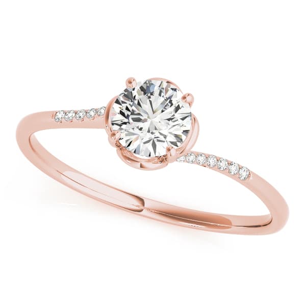 Bypass Floral Swirl Engagement Ring, style 84881, Front view in rose gold