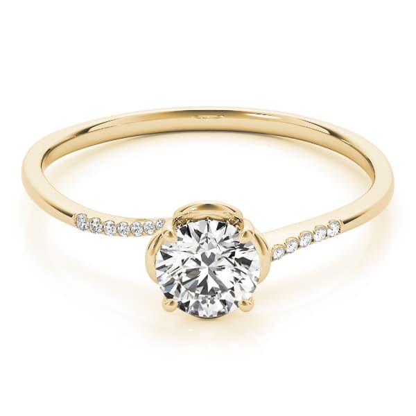 Bypass Floral Swirl Engagement Ring, style 84881, On hand view in yellow gold